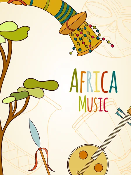 Tarjeta de música africa dibujada a mano — Archivo Imágenes Vectoriales