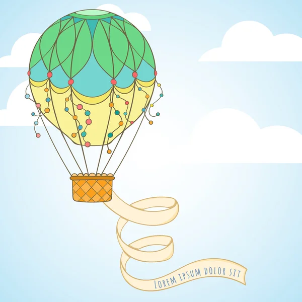 Sıcak hava balonu içinde gökyüzü davetiye — Stok Vektör