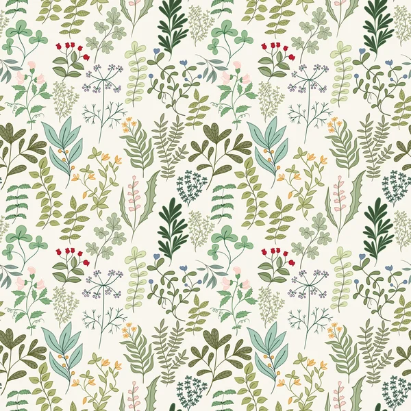 Çiçekler, otlar ve yaprakları seamless modeli