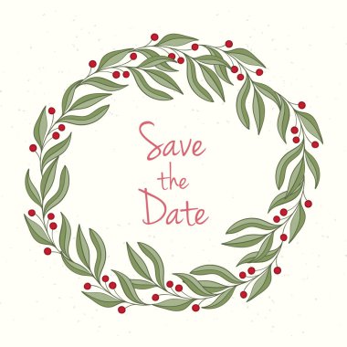 Elle çizilmiş çelenk davetiye.