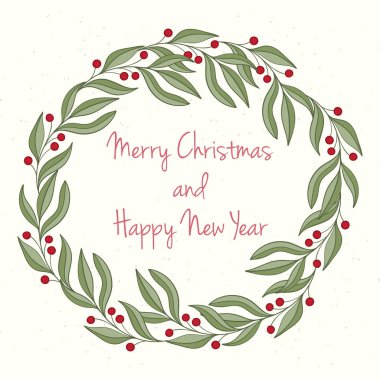 Elle çizilmiş Noel ve yeni yıl davetiye kartı.