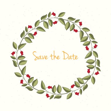 Elle çizilmiş çelenk davetiye.