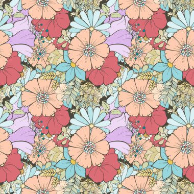 renkli kesintisiz çiçek deseni