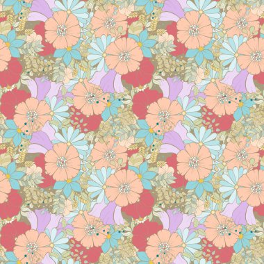renkli kesintisiz çiçek deseni