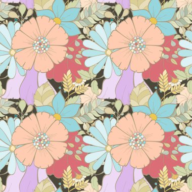 renkli kesintisiz çiçek deseni