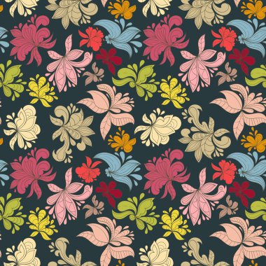 Elle çizilmiş sorunsuz çiçek deseni