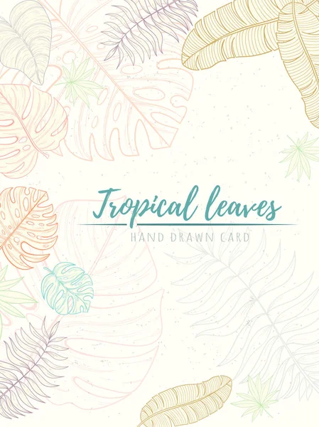 Mão desenhado tropical palma folhas cartão —  Vetores de Stock
