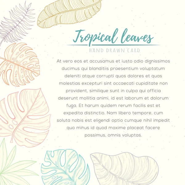 Hand gezeichnete tropische Palmblätter Karte lizenzfreie Stockvektoren