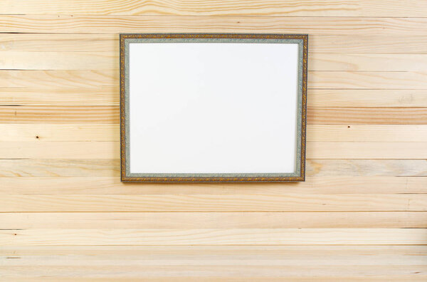 Frame on wooden wall Interior Design Copy space