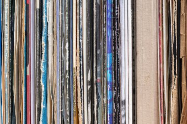 Vinil kayıtları toplama tarama. Müzik arka plan. Kopya alanı.