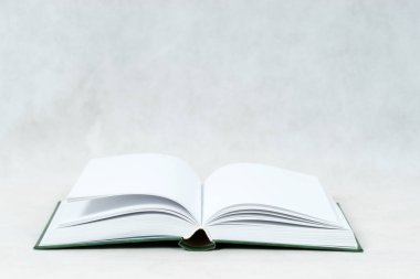 Açık kitap masada. Okula dönüş. Kopya alanı