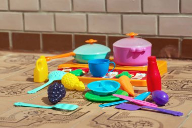 Çocuk tabaklarının yakın plan görüntüsü. Boşluğu kopyala