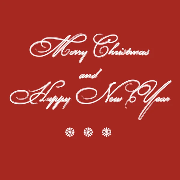 Christmas card - calligraphic letters on a RED background — Διανυσματικό Αρχείο