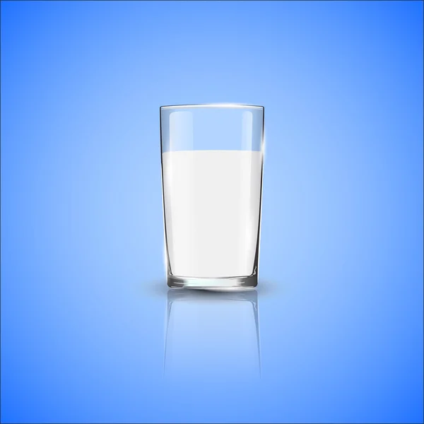 Egy pohár tej, kék háttérrel — Stock Vector