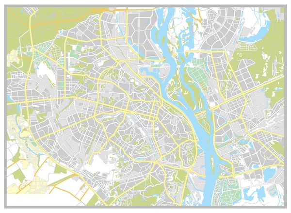 Mapa da cidade de Kiev. Plano da cidade — Vetor de Stock