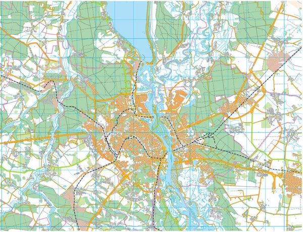 Karte der Stadt Kiev mit der Umgebung. Stadtplan — Stockvektor