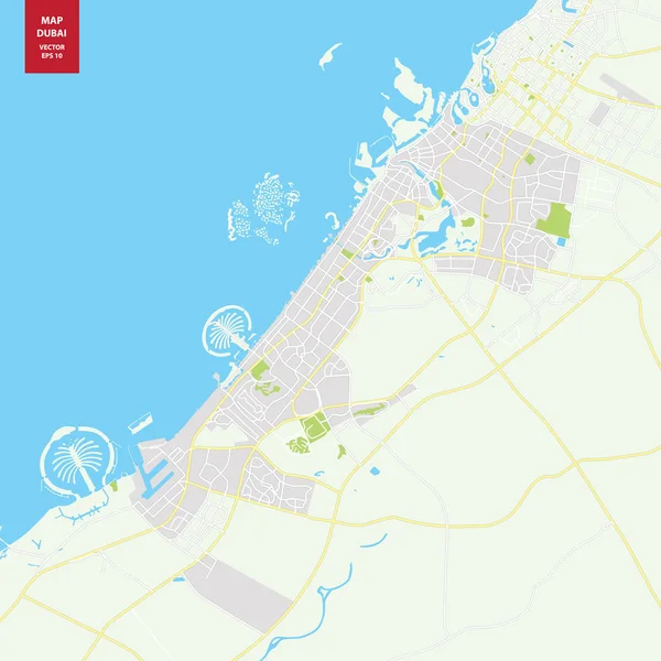 Mappa vettoriale Dubai — Vettoriale Stock