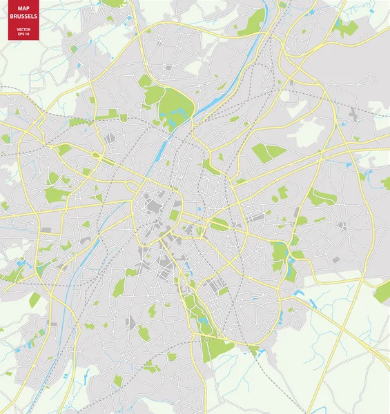 De kaart van de vector van Brussel, België. Plan van de stad Brussel — Stockvector