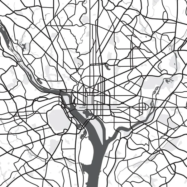 Zwart - witte vector kaart van Washington. — Stockvector