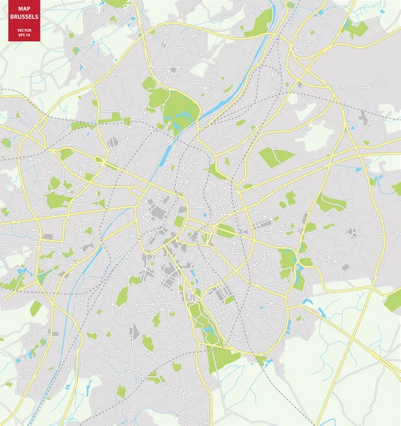 Mappa vettoriale di Bruxelles, Belgio. Piano urbanistico Bruxelles — Vettoriale Stock