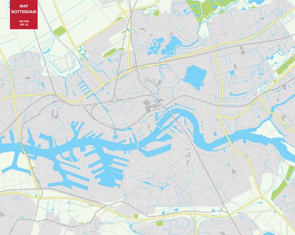 Vector kaart van Rotterdam, Nederland. Plan van de stad Rotterdam — Stockvector