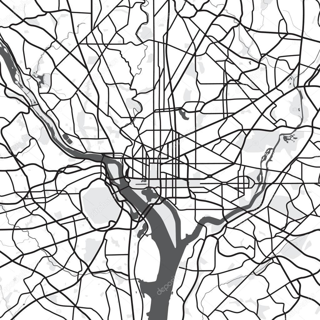 Black - white vector map of Washington. 