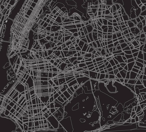 Esquema em preto e branco da cidade de Nova Iorque. Plano da cidade de Novo —  Vetores de Stock