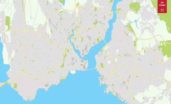 Mapa a color vectorial de Estambul, Turquía. Plan de la ciudad de Estambul — Vector de stock