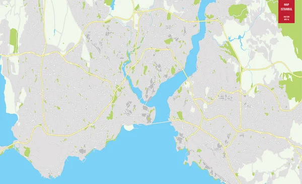 Mappa a colori vettoriale di Istanbul, Turchia. Pianta della città di Istanbul — Vettoriale Stock