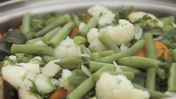 Piknik üzerinde sağlıklı gıda — Stok video