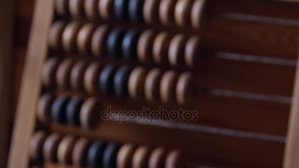 Old wooden abacus. — Stock Video