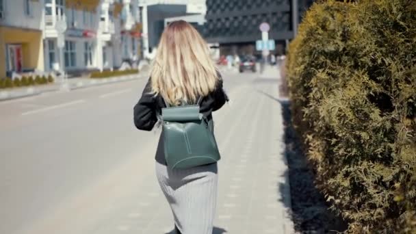 Bruna passeggia per la città . — Video Stock