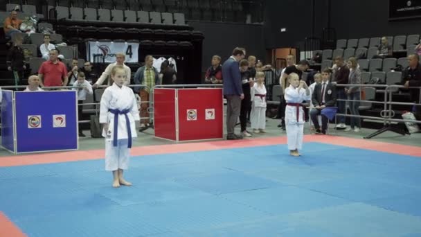 Nemzetközi nyílt karate kupa. Minszk, Fehéroroszország. — Stock videók