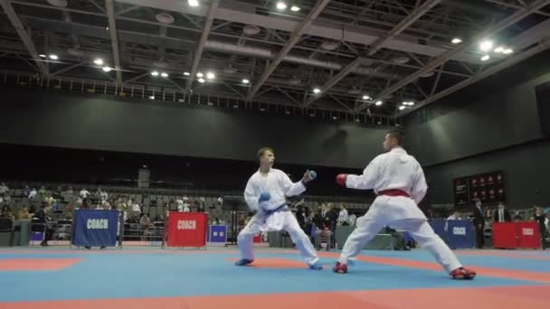 Nemzetközi nyílt karate kupa. Minszk, Fehéroroszország. — Stock videók