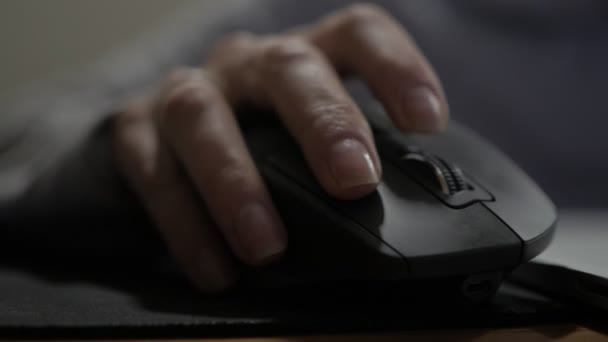 Womans χέρι χρησιμοποιεί ποντίκι υπολογιστή — Αρχείο Βίντεο