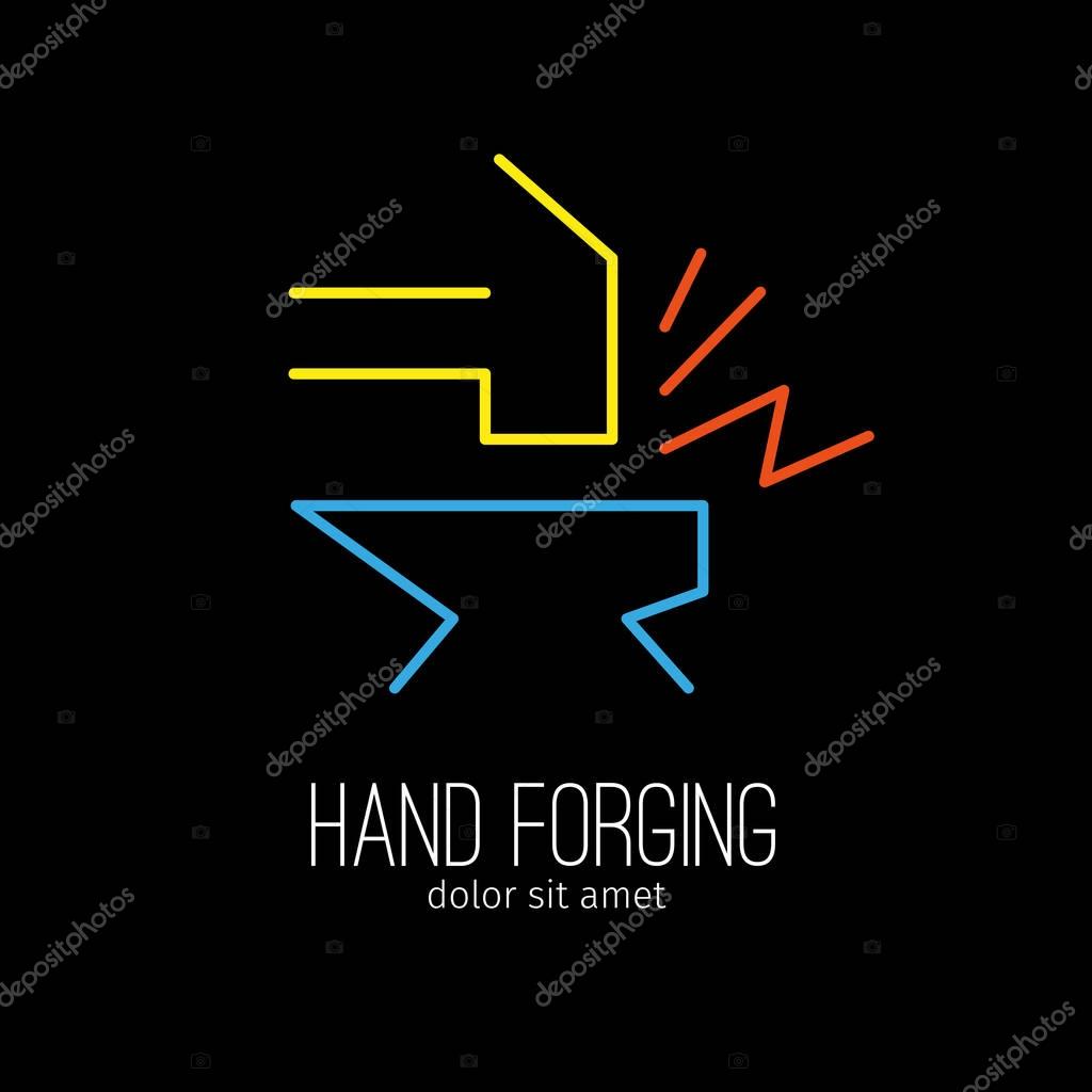 Vector illustration design of thin linear icon in modern style on black background