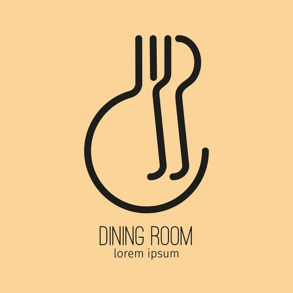Stilize kaşık, çatal ve plaka metin için yer ile bej renkli bir arka plan üzerinde. Yemek odası.