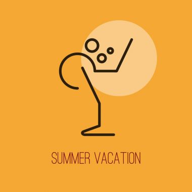 Şık modern ince tarzı düz simgesi. Stilize bardak içki kokteyli.