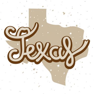 Öğeleri yazı ile el çekilmiş tipografik poster. Texas.