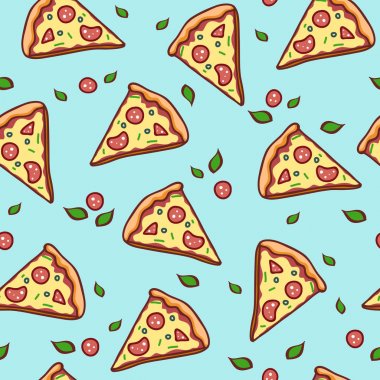 el-çizmek pizza dikişsiz desen arka plan