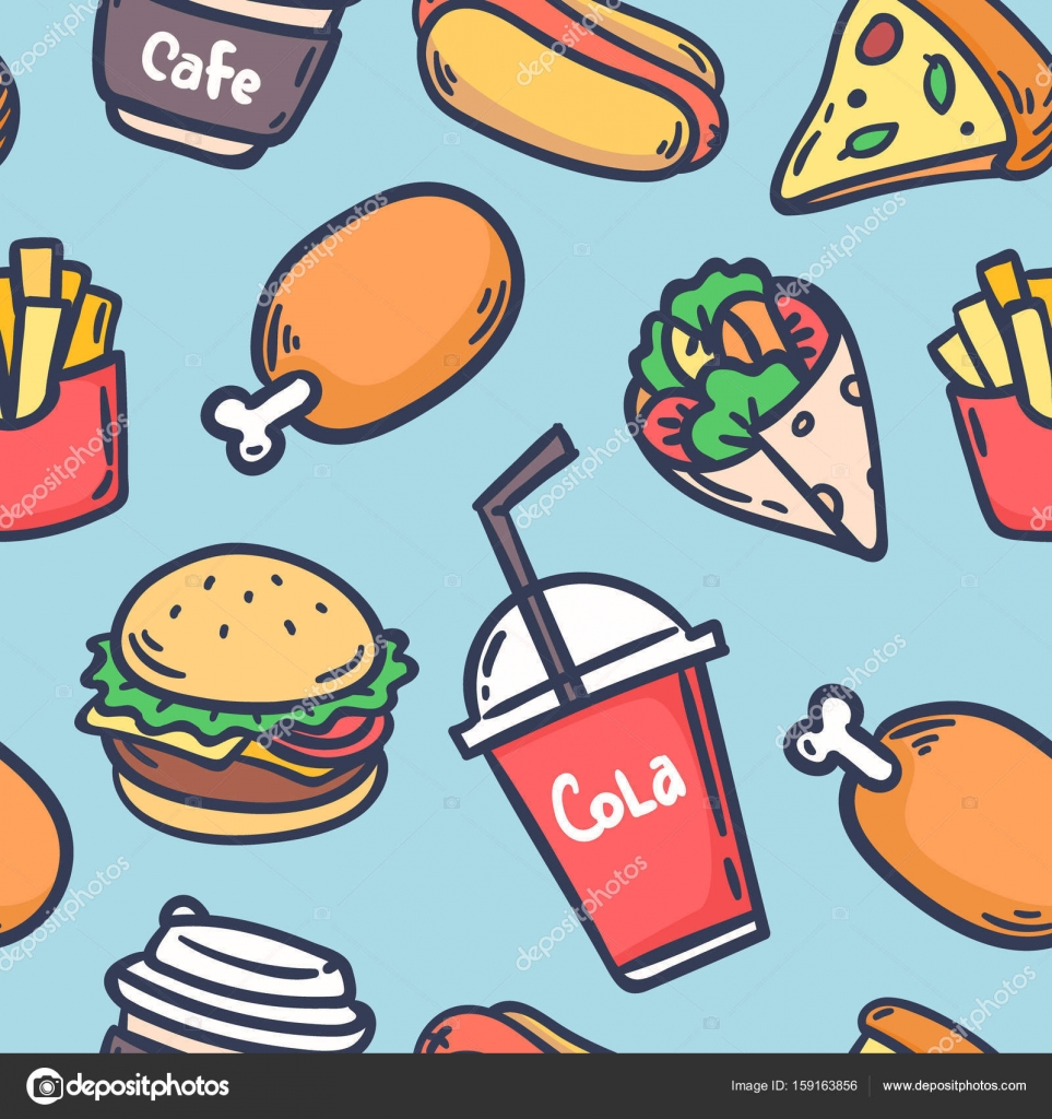 Hand draw fast food pattern — Stock Vector © Boris1987 159163856