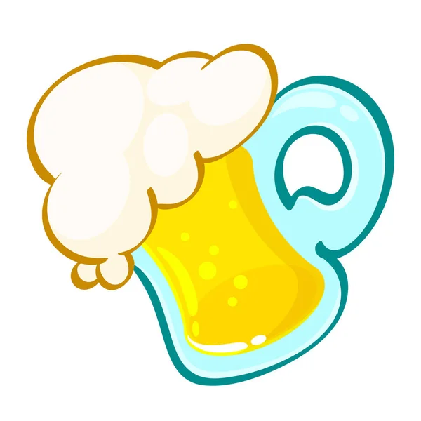 Cold Beer Icon Glass Beer Isolated White Background Hand Draw — Stok Vektör