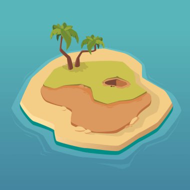 Treasure map for game. Treasure island. Vector background for game interface. Uninhabited island