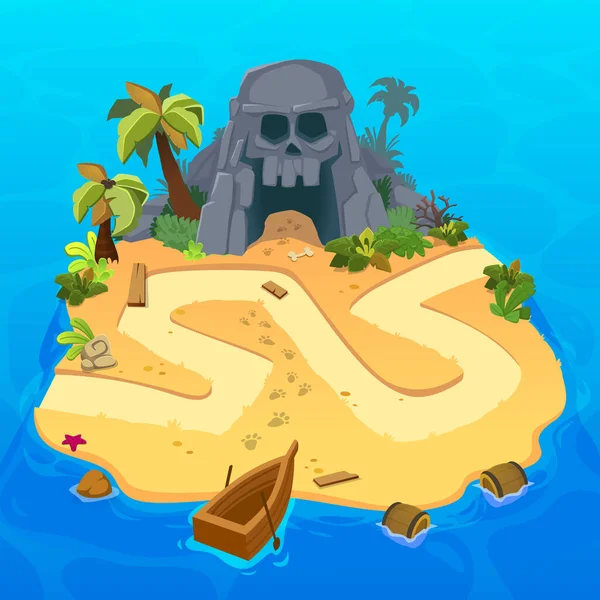 Mapa Nível Tesouro Para Jogo Mapa Tesouro Com Ilhas Piratas — Vetor de Stock