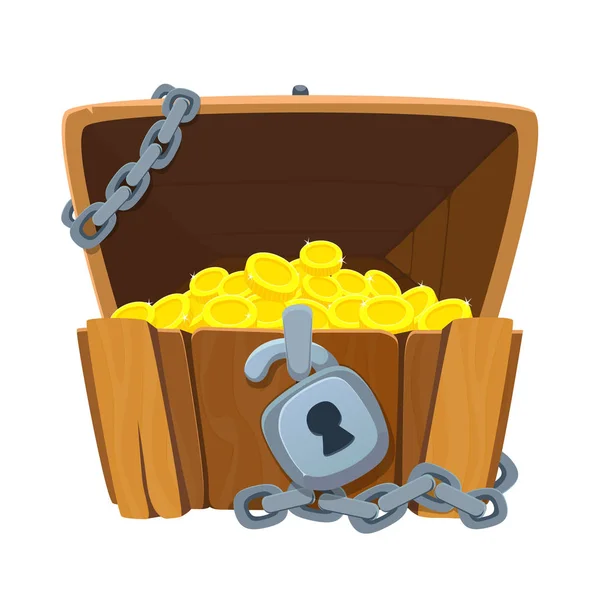 Treasure Chest Game Dower Chest White Background Wooden Chest Coins — Stock Vector