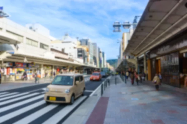 Blurred background.Shijo and Kawaramachi streets in downtown Kyoto, Japan — Stok Foto