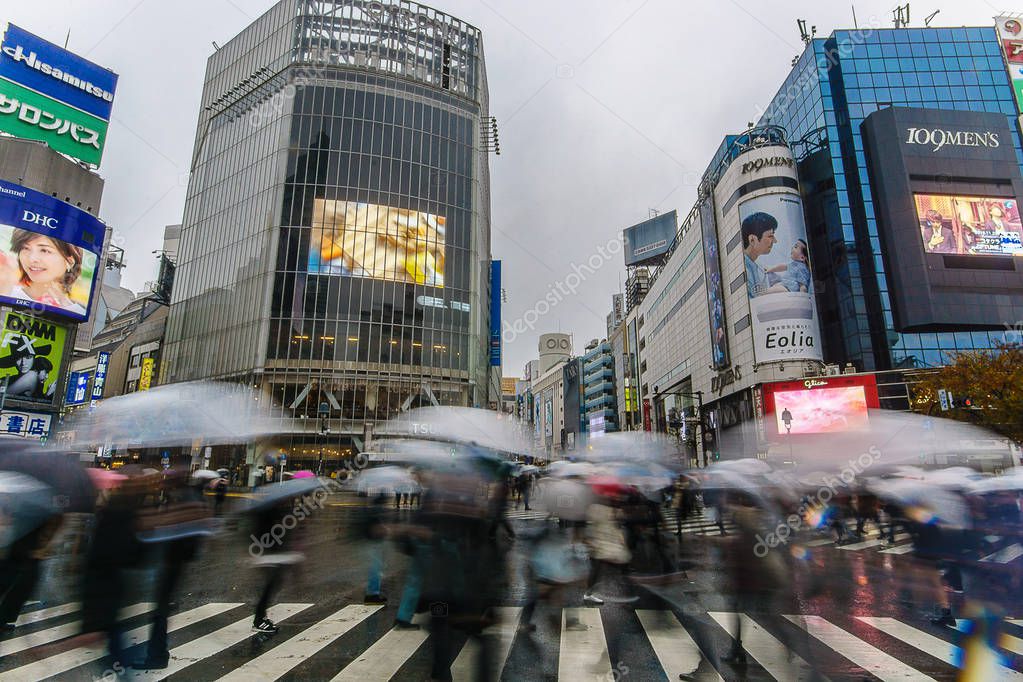 Tokyo, Japan - November 24, 2016 :Pedestrians cross at Shibuya Crossing