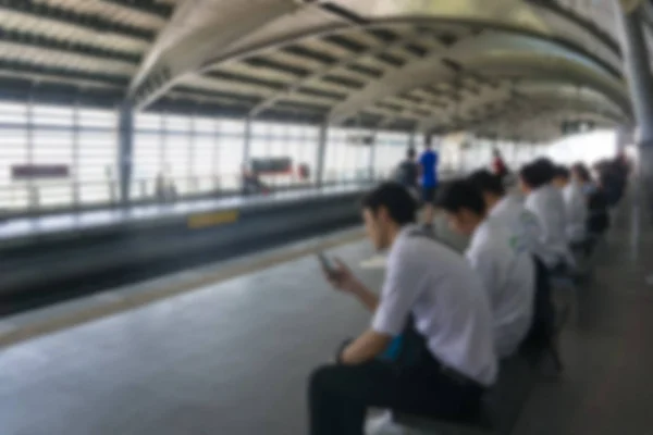 Plataforma de trem de ligação ferroviária do aeroporto blur abstrato — Fotografia de Stock