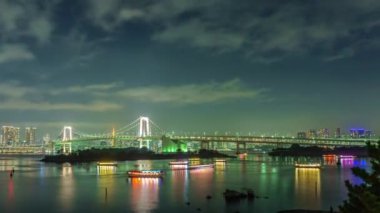  4k zaman atlamalı Panning yakınlaştırma: Gökkuşağı Köprüsü ve Tokyo tower Tokyo, Japonya.