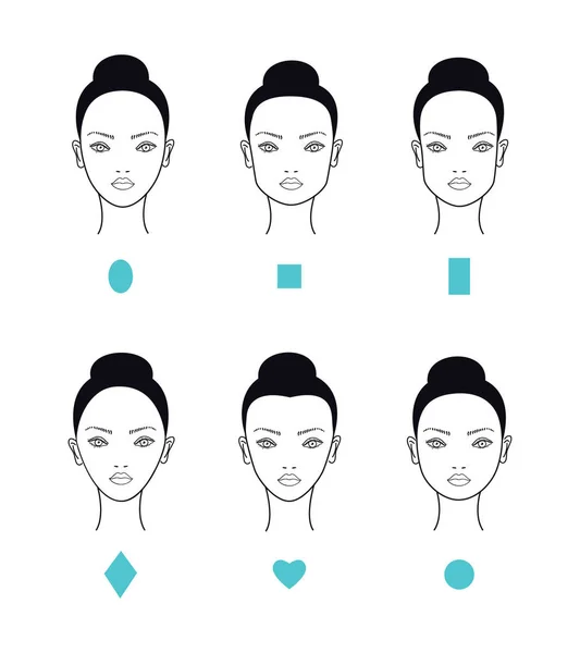 Typy obrazců tvář ženy. — Stockový vektor